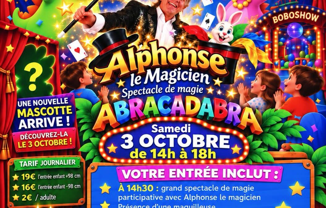 Alphonse le Magicien fête les 15 ans de Bobo le Dino à Sarreguemines, samedi 3 octobre